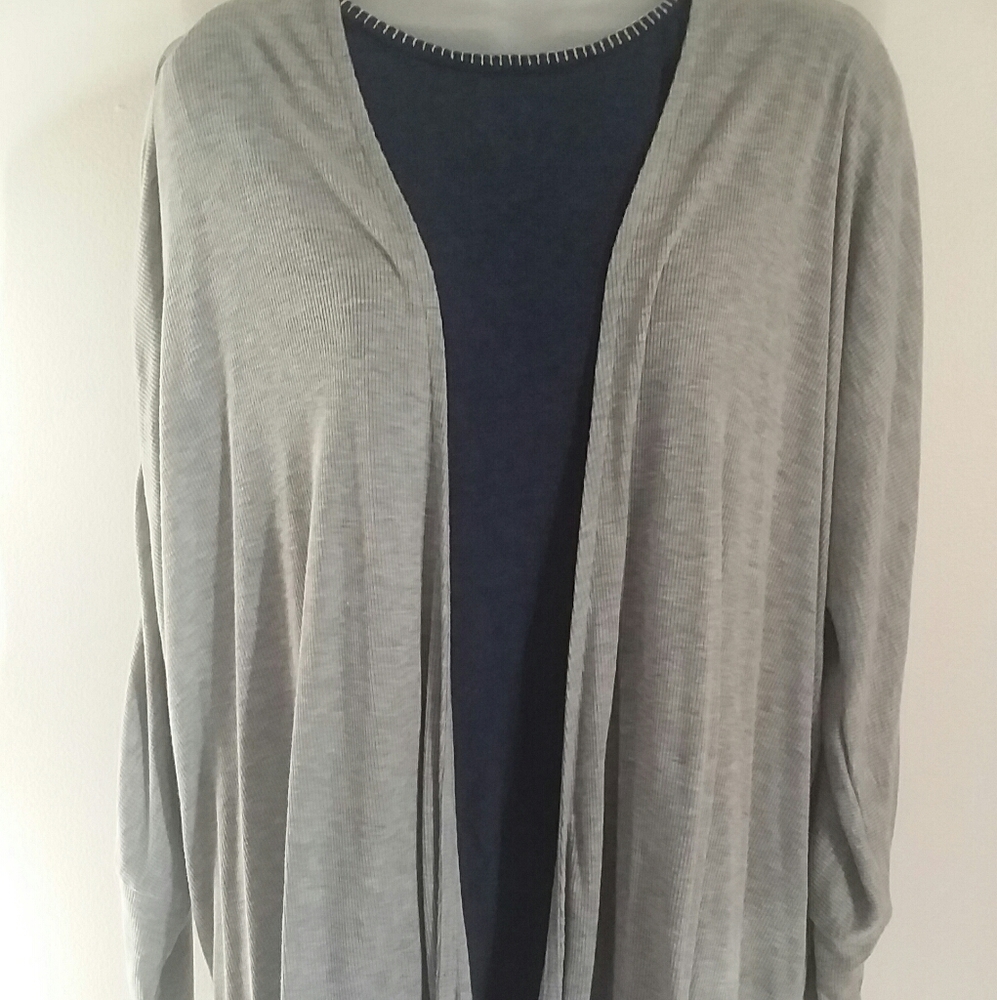 Harmony & Balance Heather Gray Cardigan Sweater 1X
